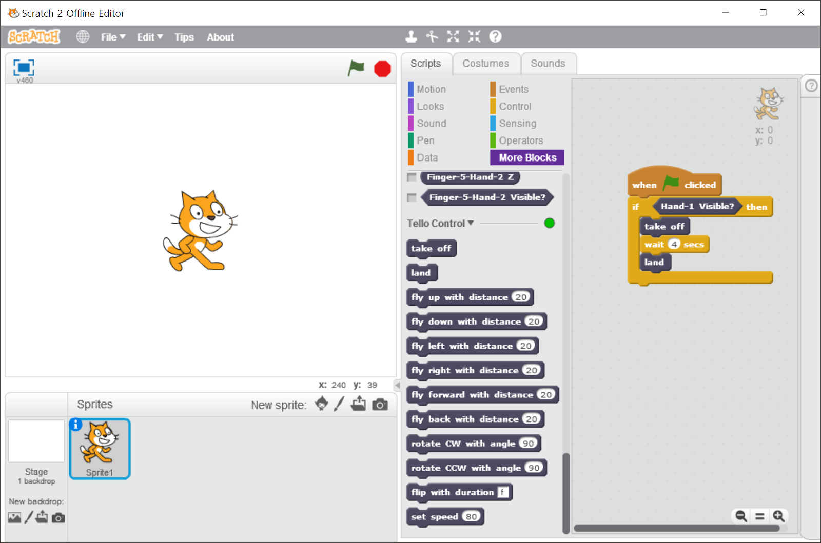 Tello blocks in Scratch